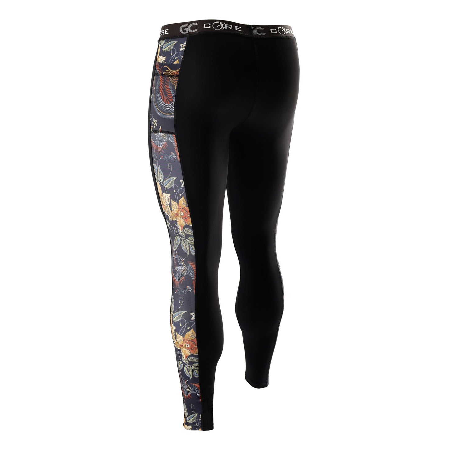 Men's Long Compression Tights - Black with Dragon Print